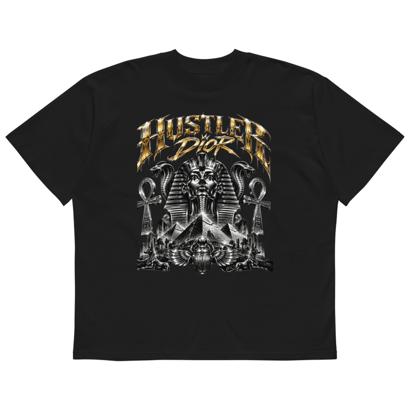 Hustler Diof Egyptian organic oversized high neck t-shirt in Black