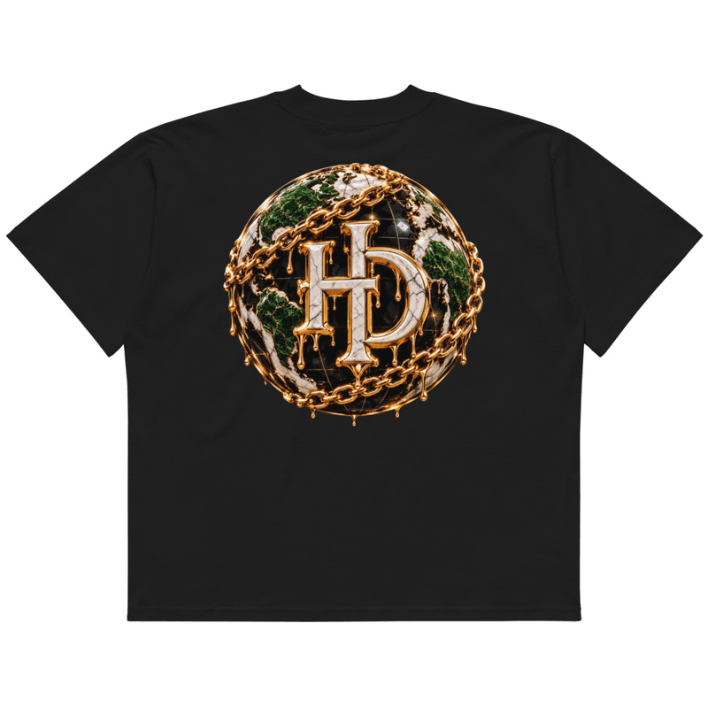 Hustler Dior Whole World On Fire Unisex organic oversized high neck t-shirt in Black