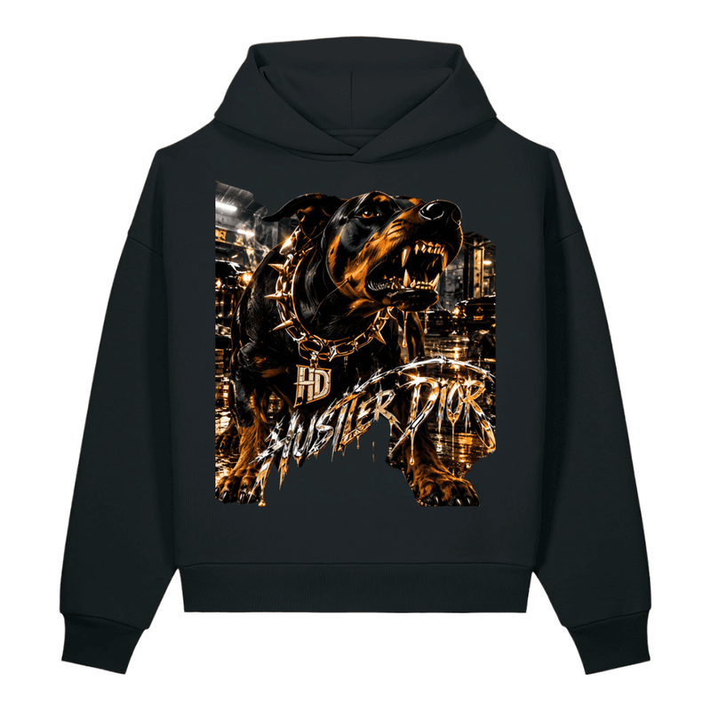 Hustler Dior Dog Gone Unisex sculpted heavyweight hoodie in Black
