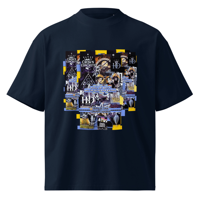 Collage The Halls Unisex organic oversized high neck t-shirt