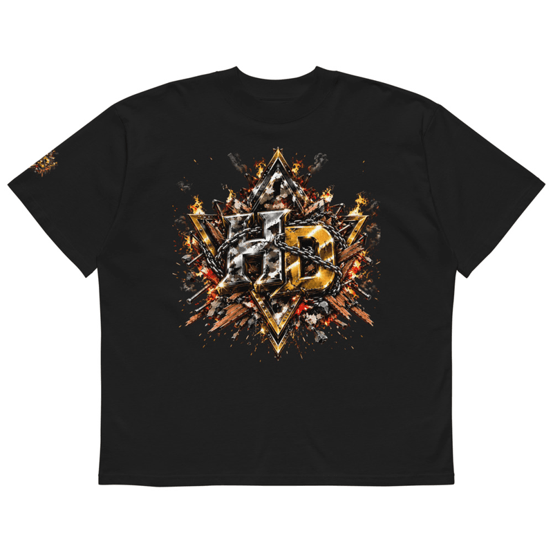 Hustler Dior Ancient Egyptian Unisex organic oversized high neck t-shirt in Black