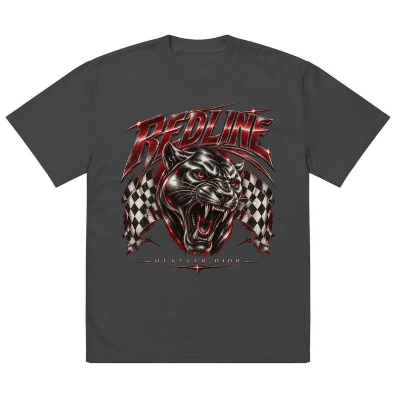 Hustler Dior Redline | Oversized Large Front | Art Review in Faded Black