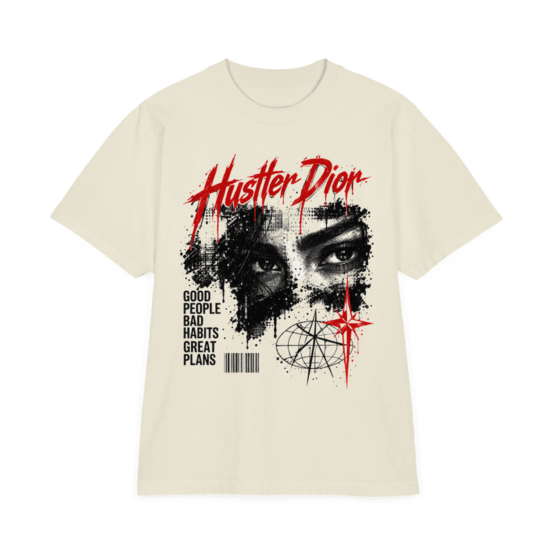 HUSTLER dior Peek at you garment-dyed drop-shoulder t-shirt in Cream