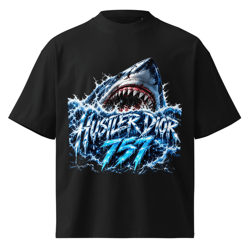 Hustler Dior Jaws Unisex organic oversized high neck t-shirt in Black