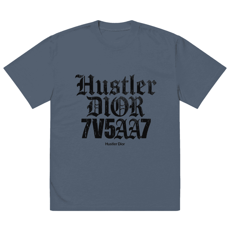 Hustler Dior Gothic Foil 7V5AA7 | Oversized Large Front in Faded Indigo