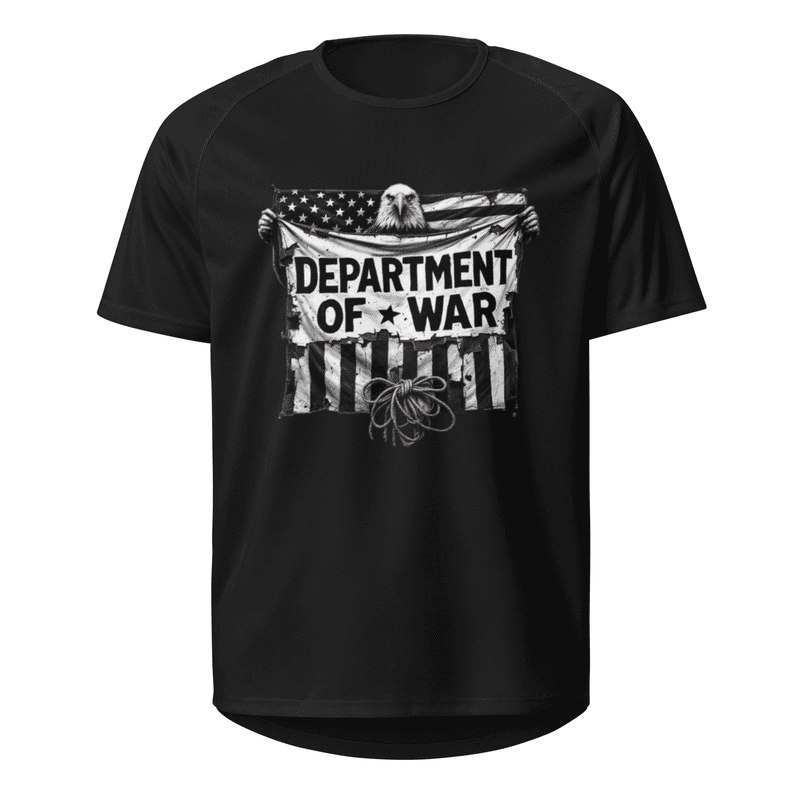 Raise the Flags Department Of War Unisex Sports Jersey in Black