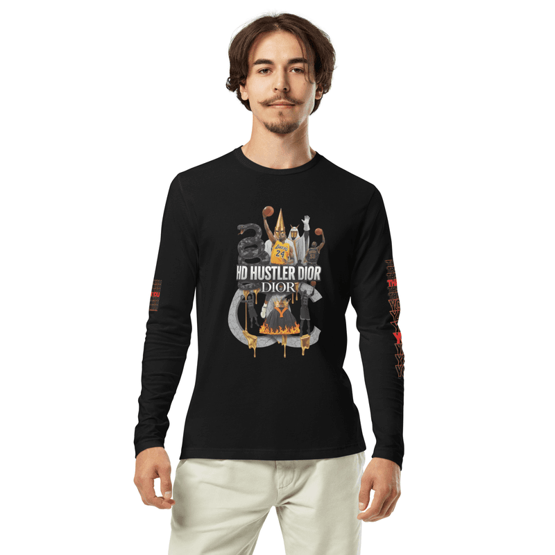 Long Sleeve Fitted Crew in Black