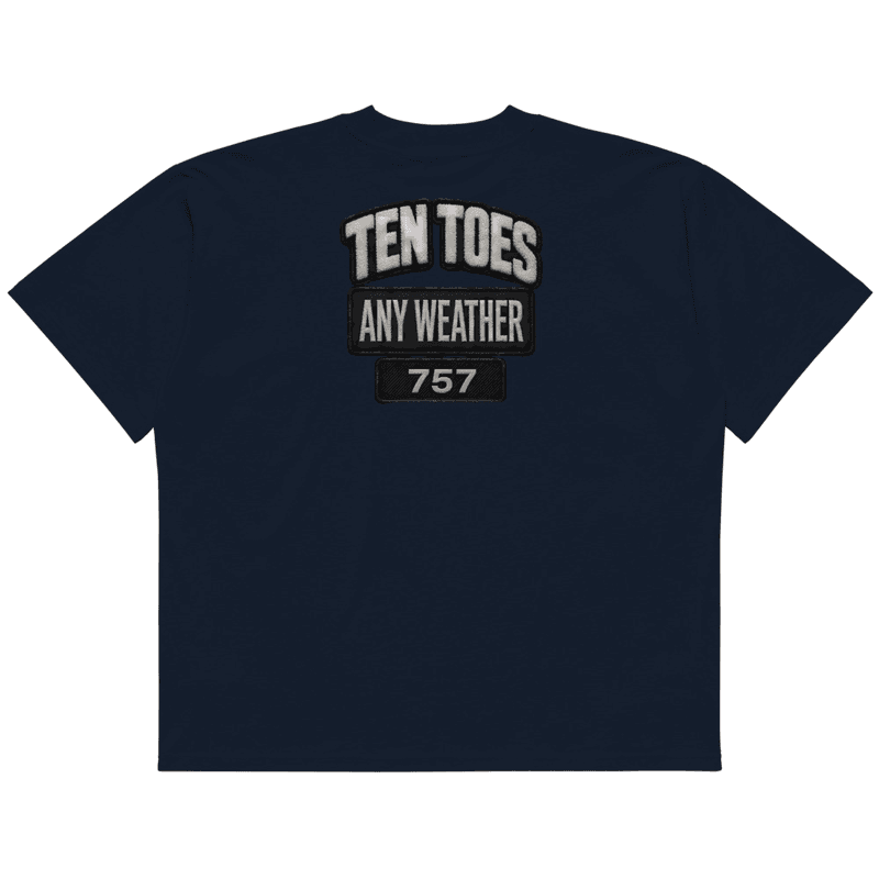 10 Toes Down organic oversized high neck t-shirt in French Navy