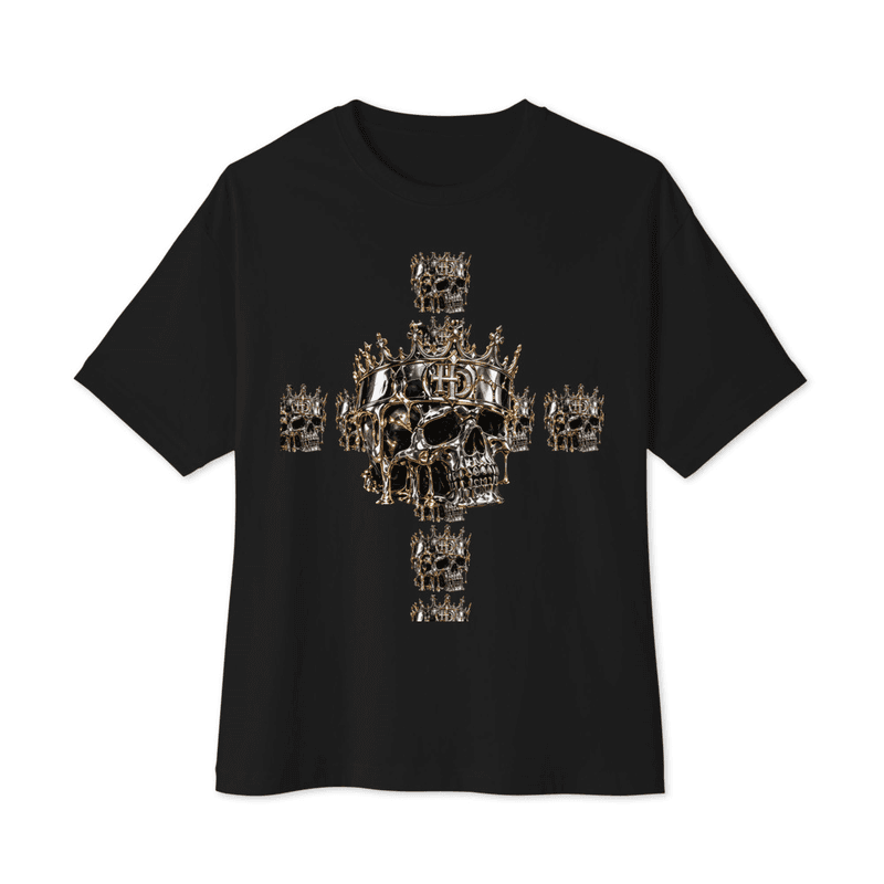 Hustler Dior Skull Minded Unisex oversized boxy tee in Black