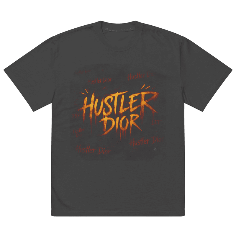 Hustler Dior Lava Drip | Oversized Large Front in Faded Black